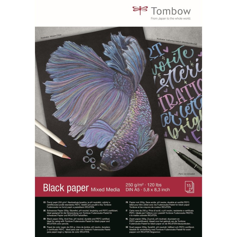 Tombow Black paper mixed media