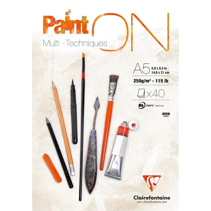 Paint ON papel mixed media Clairefontaine - blanco - A5