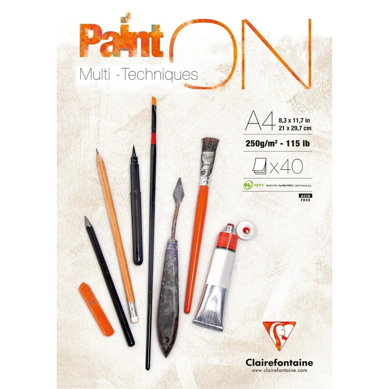 Paint ON papel mixed media Clairefontaine - blanco - A4