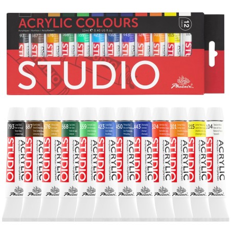 Acrylic studio caja 12 colores - Phoenix Arts