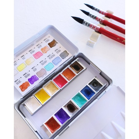 Acuarelas metalizadas 12 colores 1/2 godet - Phoenix