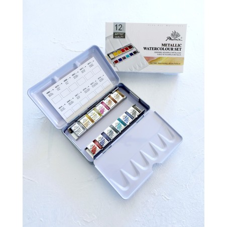 Acuarelas metalizadas 12 colores 1/2 godet - Phoenix