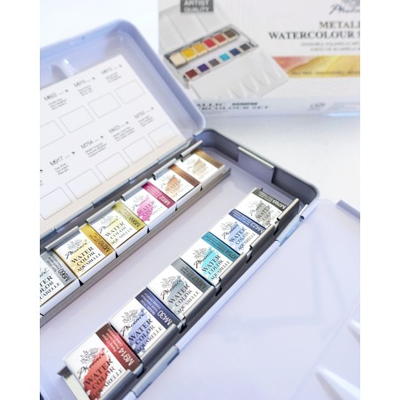 Acuarelas metalizadas 12 colores 1/2 godet - Phoenix