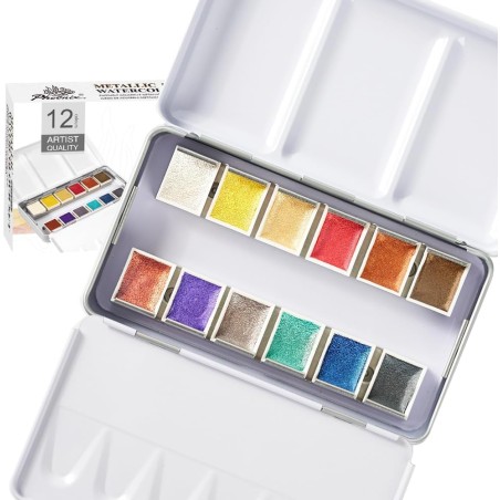 Acuarelas metalizadas 12 colores 1/2 godet - Phoenix
