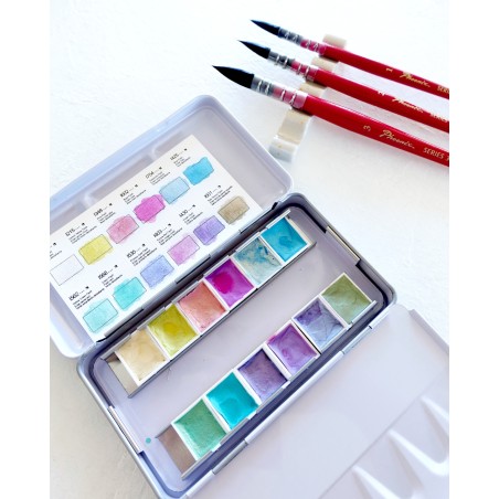 Acuarelas iridiscentes 12 colores 1/2 godet - Phoenix