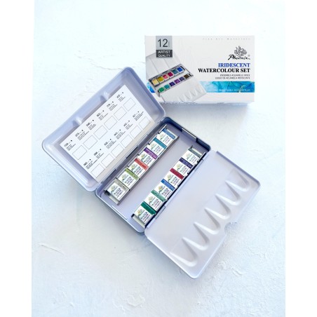 Acuarelas iridiscentes 12 colores 1/2 godet - Phoenix