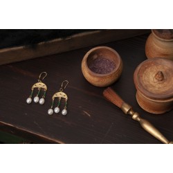 Pendientes perla y cristal verde