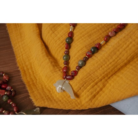 Collar Euridice - jade y jaspe rojo