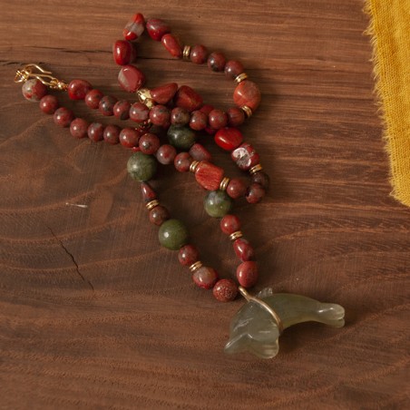 Collar Euridice - jade y jaspe rojo