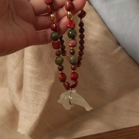 Collar Euridice - jade y jaspe rojo