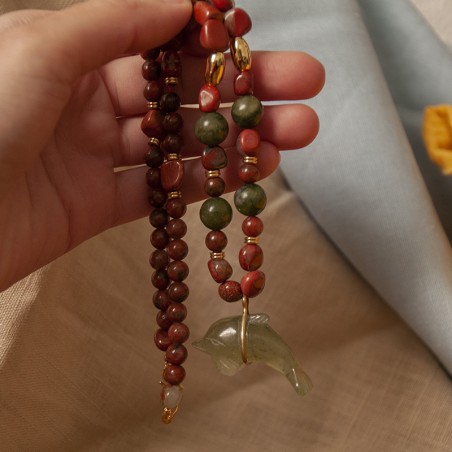 Collar Euridice - jade y jaspe rojo