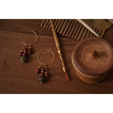 Pendientes Eurídice - jade y jaspe rojo