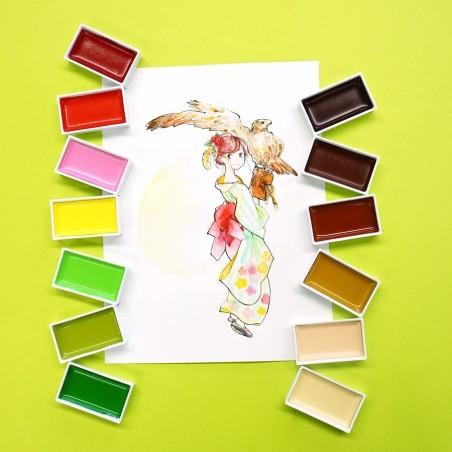 Paleta acuarela 24 colores Gansai Tambi Etegami de Kuretake