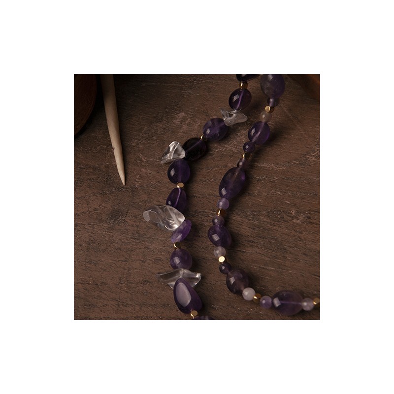 Collar doble de amatistas y cuarzo