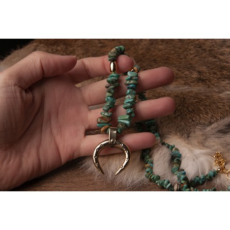 Collar Nerio - lúnula y turquesas